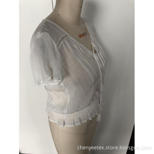V-neck sexy see-through top